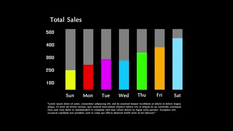 4K animated vertical bar graph with vibrant colors for business, Stock Footage 285361291