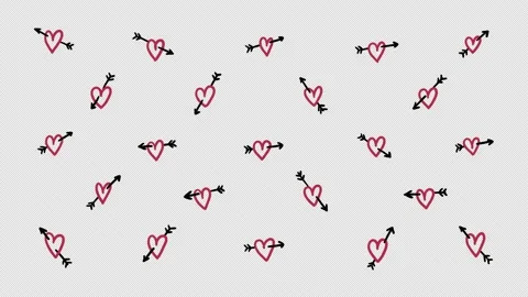 4K animated video with alpha channel. Lineart handdrawn heart with arrow Stock Footage 231932967