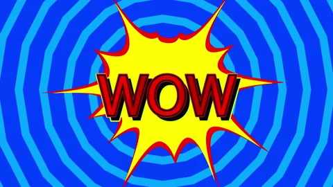 4k animated WOW text on comic book background with changing colors. Stock Footage 160538254