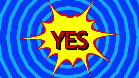 4k animated YES text on comic book background with changing colors. Stock Footage 160538471