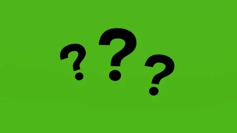 4k animation 3 question marks black color isolated on green screen Stock Footage 287873454