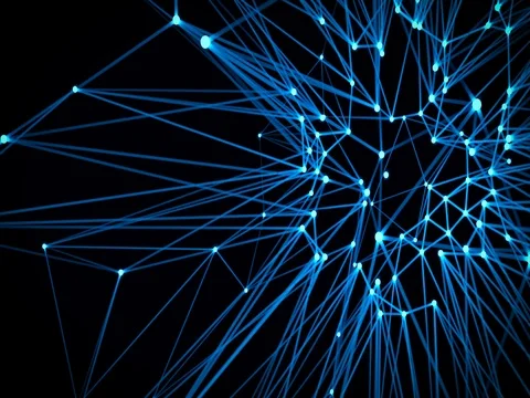 4K animation 3d Dot connection node on dark background Stock Footage 83164930