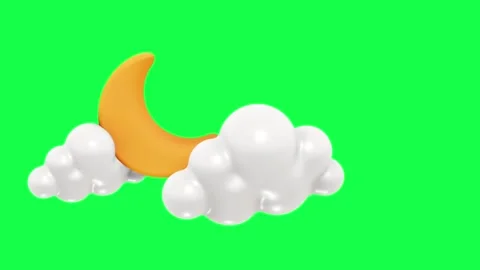 4K animation of 3D moon and clouds in motion with green screen Stock Footage 310216508