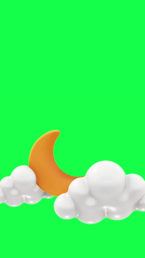 4K animation of 3D moon and clouds in motion with green screen Video stock 310216511