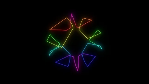 4K Animation abstract digital flashy neon glow color moving star. Seamless ba Stock Footage 128976971