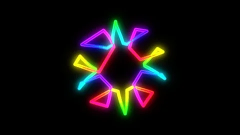 4K Animation abstract digital flashy neon glow color moving star. Stock Footage 129600655