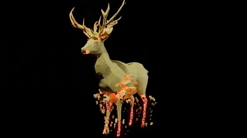 4k animation of abstract sci-fi Virtual Deer Shape formation and deformation . Stock Footage 231763903