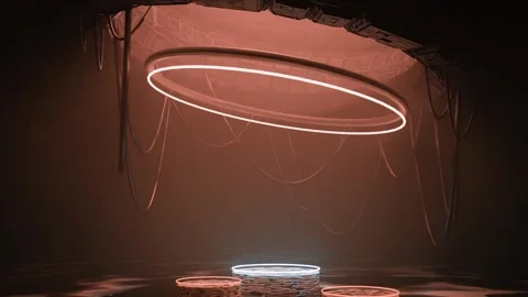 4K animation of an abstract sci-fi scene where the red light falls from the top. Stock Footage 264942580