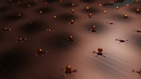 4K animation of balls going inside and outside of hole on floor seamless loop Video stock 166610427