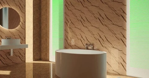 4k. Animation bathroom interior. Hygiene items. Stock Footage 73377392