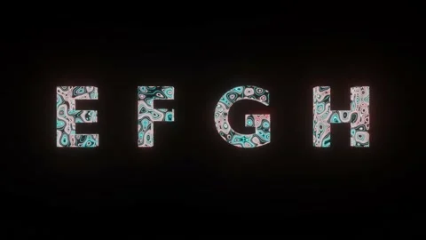 4K animation of beautiful texture or pattern formation on the text E F G H. Stock Footage 148402560