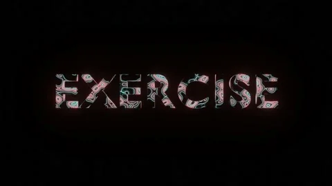 4K animation of beautiful texture or pattern formation on the text EXERCISE. Stock Footage 148402563