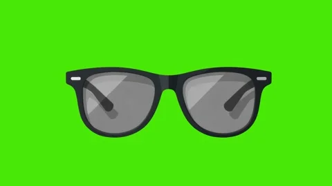 4k animation of black glasses icon isolated on green screen Stock Footage 289523772