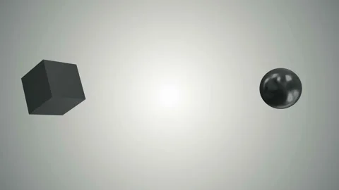 4K Animation of Black Sphere and Cube collision with each other and Collapse Stock Footage 123252889
