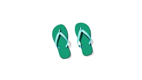 4k animation of blue flip flops isolated on white background Stock Footage 287340470
