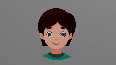 4k animation of a boy's face blinking his eyes on a plain gray background Stock Footage 281355215