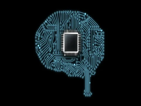4K animation Brian and print Circuit board with dot moving on line with alpha Stock Footage 82384919