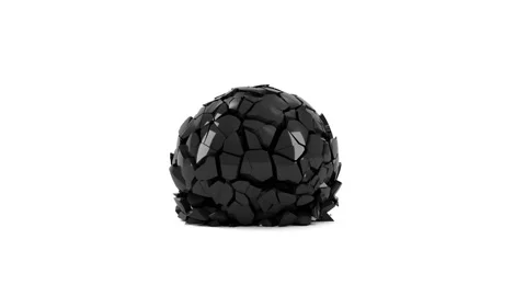 4K Animation of Broken Black Sphere on white background Stock Footage 100758704