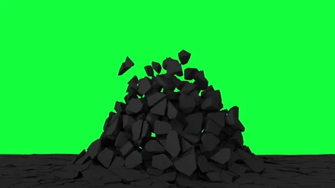 4K Animation of Broken Black Wall with Green Screen or Chromakey Stock Footage 104820178