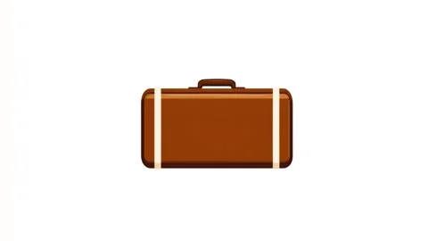 4k animation of brown suitcase isolated on white background. travel concept Stock Footage 287346443