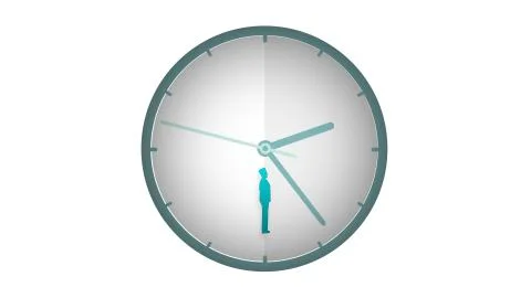 4k animation of clock arrows walking fast clockwise over white backgrount. Time Stock Illustration