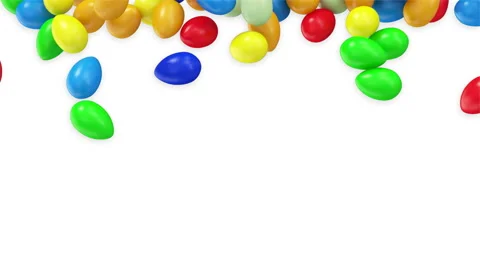 4K Animation of Colorful Easter Eggs on White Background with Alpha Matte Stock Footage 101383306