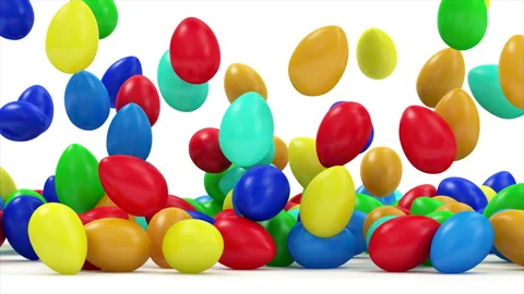 4K Animation of Colorful Easter Eggs Falling on white background Stock Footage 101603377