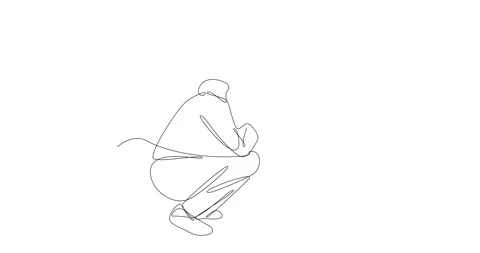 4K animation of continuous line drawing of nurses comfort themselves Stock Footage 149880884