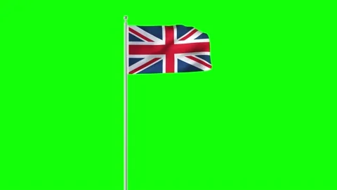 4k animation develops in wind over United Kingdom green chromakey. Video stock 197643806