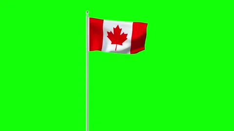 4k animation develops in wind over canada green chromakey. 스톡 동영상 197643824