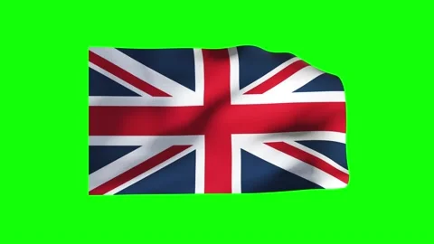 4k animation develops in wind over United Kingdom green chromakey. Stock Footage 197643949
