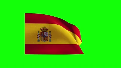 4k animation develops in wind over spain green chromakey. 스톡 동영상 197644034