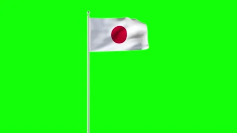 4k animation develops in wind over japanese green chromakey. Stock Footage 197644130