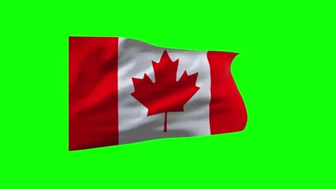 4k animation develops in wind over canada green chromakey. Stock Footage 197644159