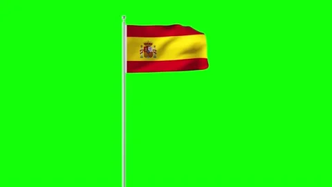 4k Animation develops in wind over spain green chromakey. Video stock 236880900