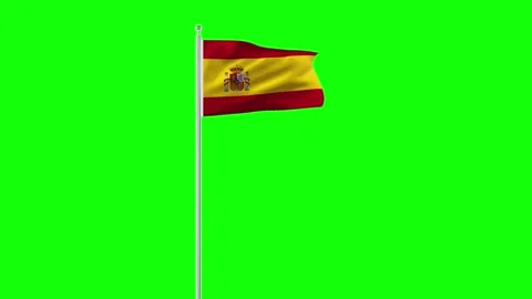4k Animation develops in wind over spain, green chromakey. Stock Footage 240645254