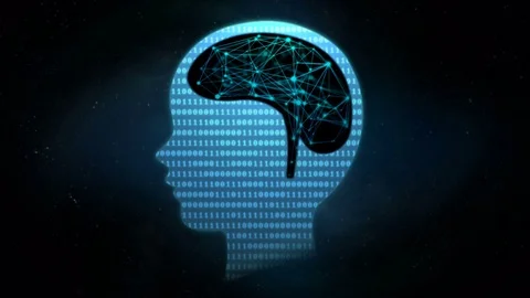 4K animation dot lighting with connection line human brain Stock-Footage 79700515