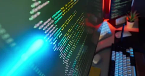 4K animation of a dynamic coding environment featuring programming code lines Stock Footage 318678566