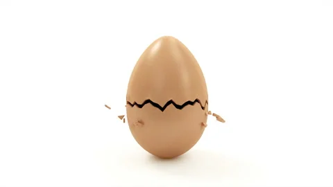 4K Animation of Empty Brown Egg Open on white background Stock Footage 101388160