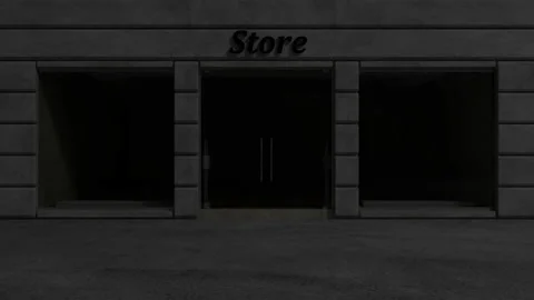 4K Animation of Empty Elite Store Front at Night. Turning Illumination ON. Stock-Footage 102870560