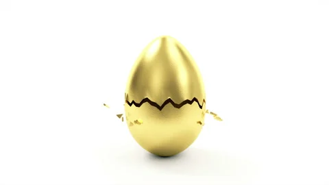 4K Animation of Empty Golden Egg Open. Success Symbol or Happy Easter Concept. Vídeos de archivo 101388191