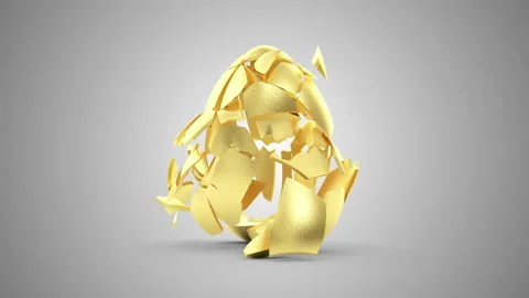 4K Animation of Empty Golden Egg Explode on gradient background Video stock 106621453