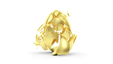 4K Animation of Empty Golden Egg Explode on white and Green Screen Stock Footage 106621645