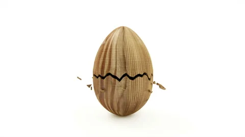 4K Animation of Empty Wooden Egg Open. Happy Easter Concept. Stock Footage 101388213