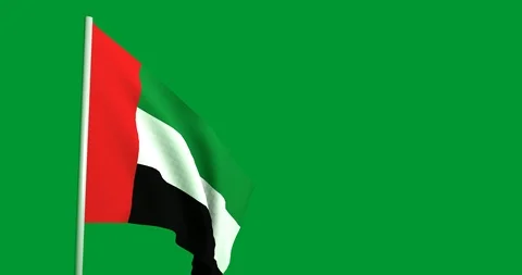 4K Animation of a Flag Waving in the Wind on a Green Background - United Arab Stock Footage 96467343