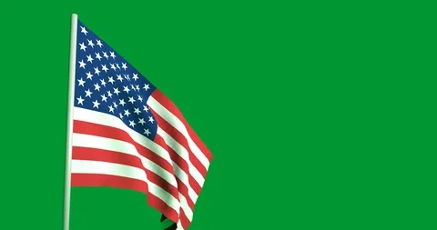 4K Animation of a Flag Waving in the Wind on a Green Background - Stock Footage 96467459