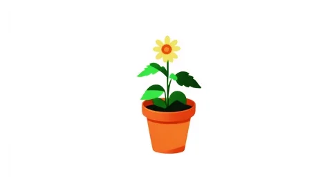 4k animation of flower icon in pot isolated on white screen Stock Footage 287340963