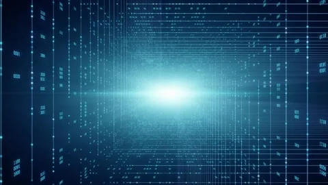 4K Animation of Flowing Binary Code with Cloud Computing and AI Theme Stock Footage 254917838