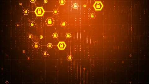 4K Animation hexagon shape with lock icon for network security Stock Footage 87136392