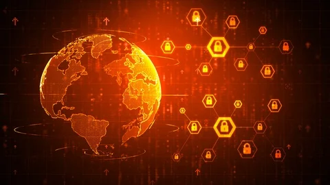 4K Animation hexagon shape with lock icon for network security Stock Footage 87136504